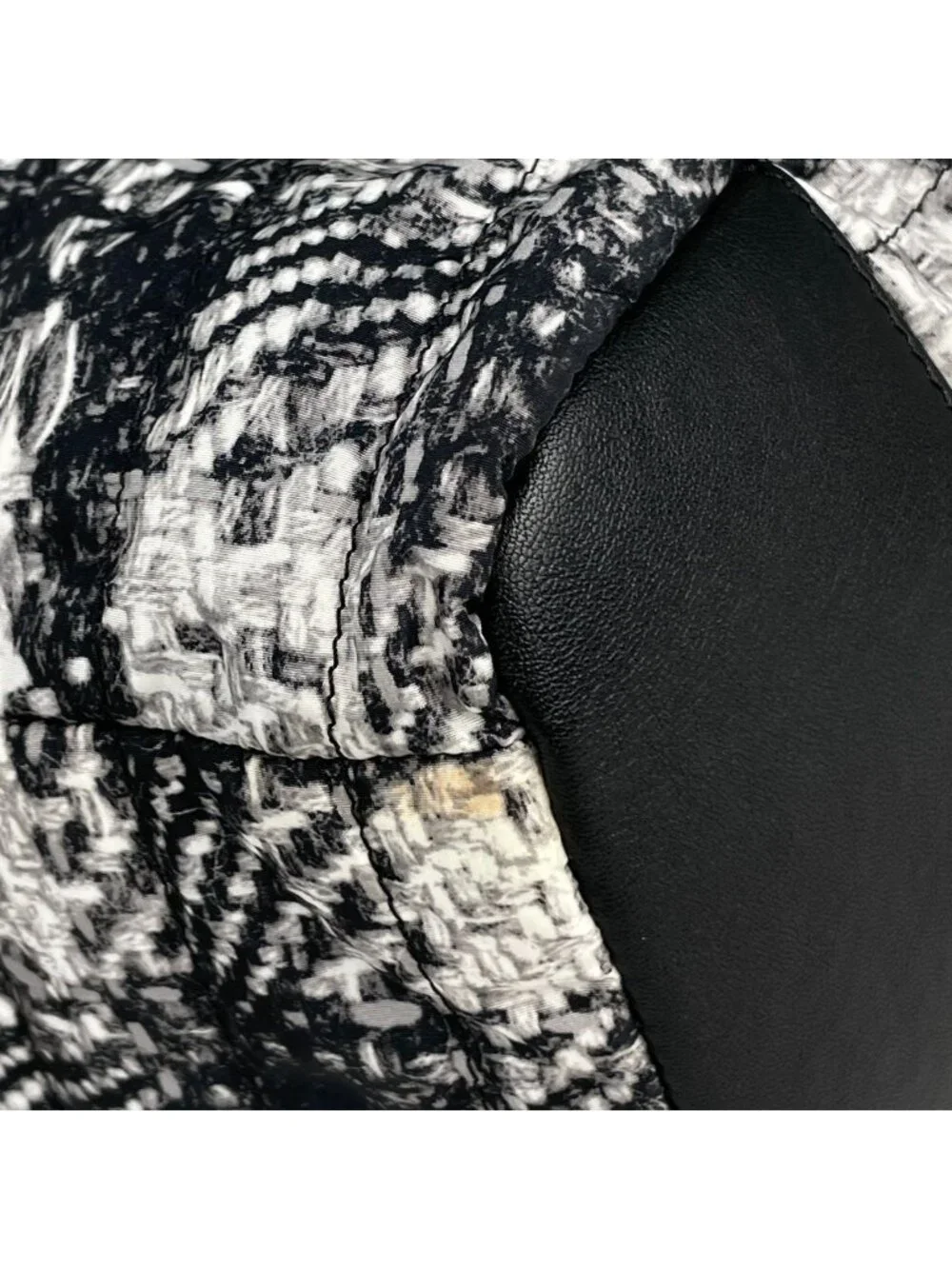 Chanel Tote CC Logo Tweed Print Nylon Black
